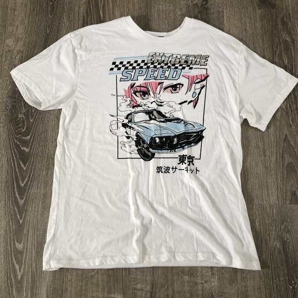Social Scene Tops - Extreme‎ Speed Anime Racing Muscle Car Short Sleeve Shirt Womens Extra Large XL